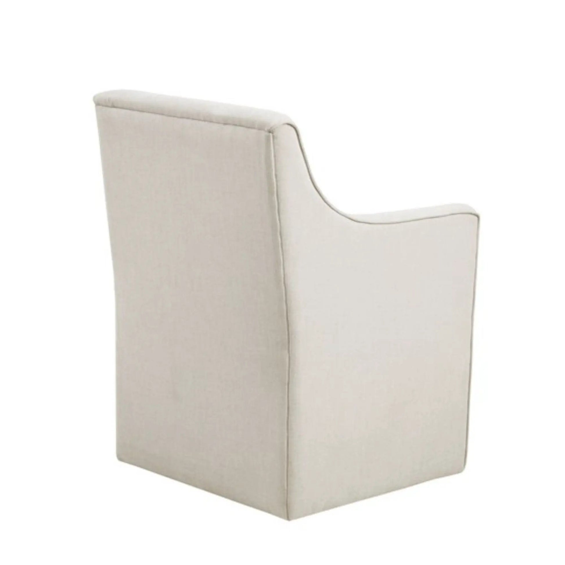 Traditional skirted dining arm chair in beige linen upholstery by Unique Piece Furniture on Tampa Home & Garden Store