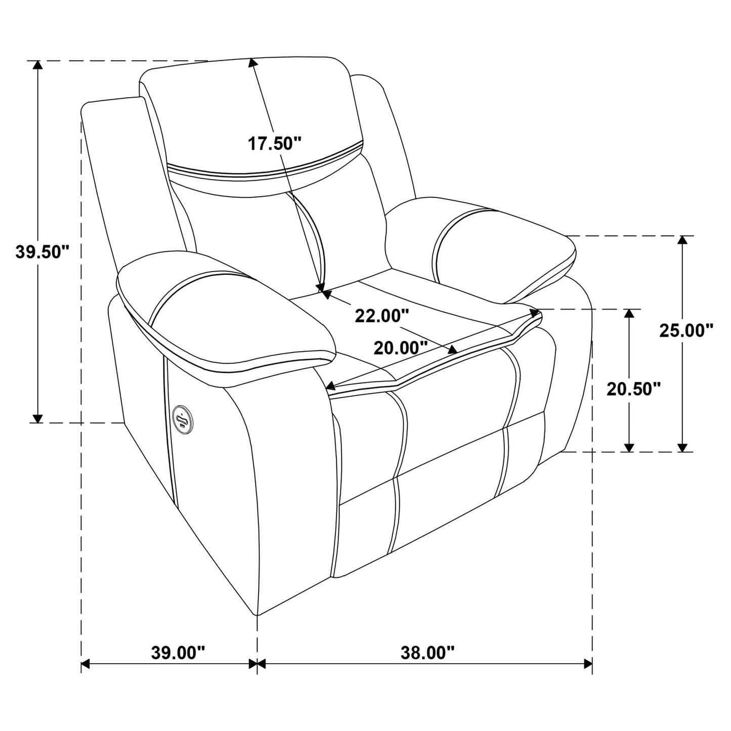 Salerno Power Recliner Chair With USB Charging