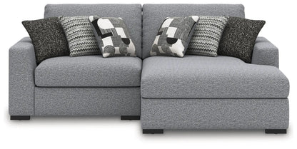Bealton stationary sectional by Unique Piece in grey fabric with chaise and six pillows on Tampa Home & Garden Store
