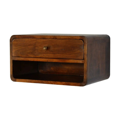 Curve Upper Slot Floating Nightstand with Drawer