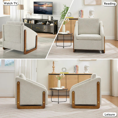 Two modern upholstered armchairs with wooden frames in gray fabric by Unique Piece on Tampa Home & Garden Store