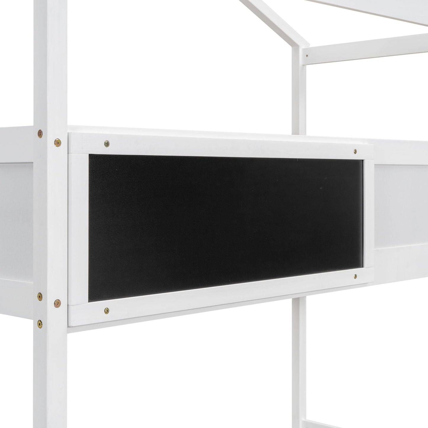 White bunk bed frame with storage staircase and black panel HouseOfZazla on Tampa Home & Garden Store
