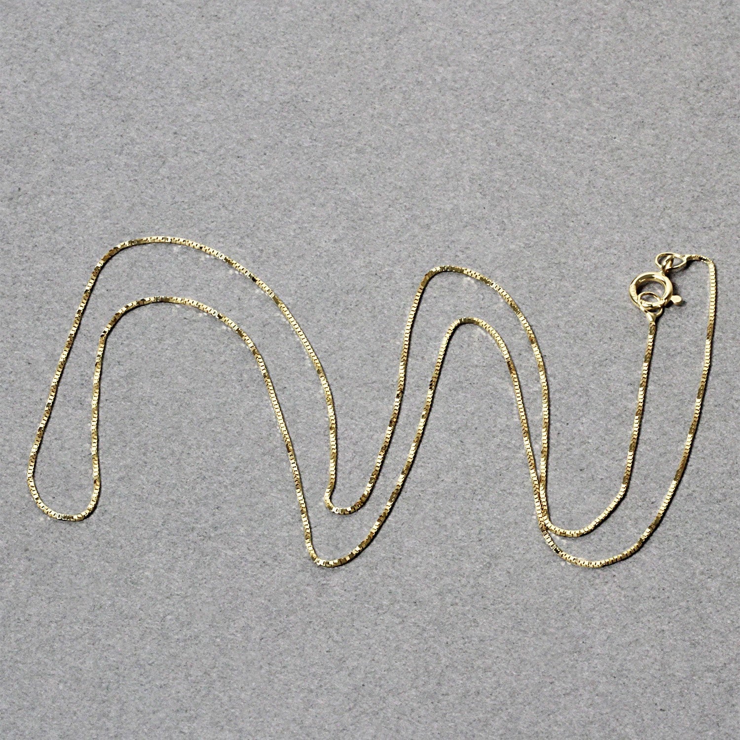 14k yellow gold classic box chain necklace 0.45mm, slim with spring ring clasp by Bids.com on Tampa Home & Garden Store