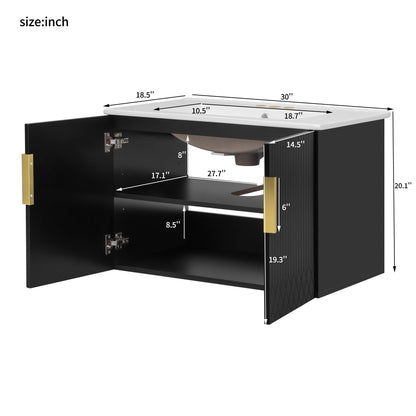 Rectangular Bathroom Vanity with Ceramic Sink