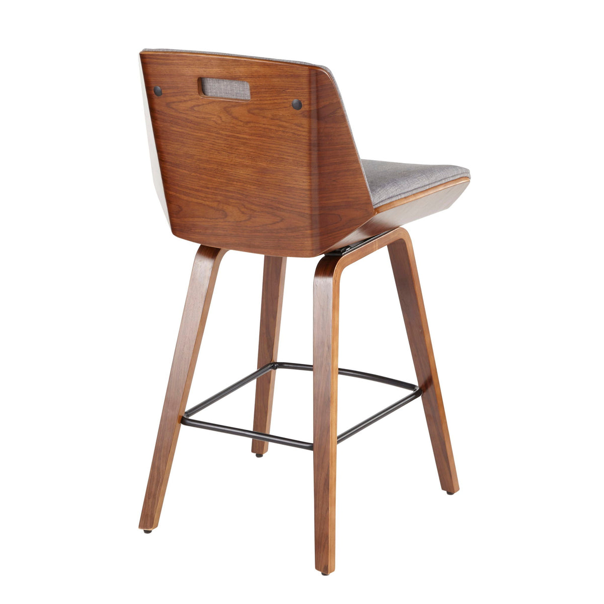 Mid Century Modern Counter Stool padded gray upholstery walnut wood frame by HouseOfZazla on Tampa Home & Garden Store