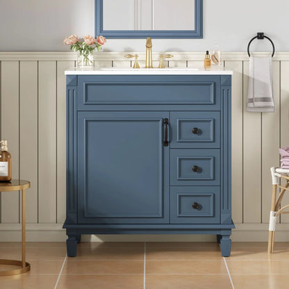 Bathroom Vanity With Sink and Cabinet Two Drawers