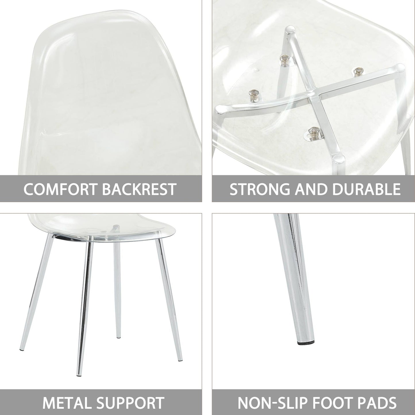 HouseOfZazla transparent dining chair with metal legs, modern minimalist design on Tampa Home & Garden Store