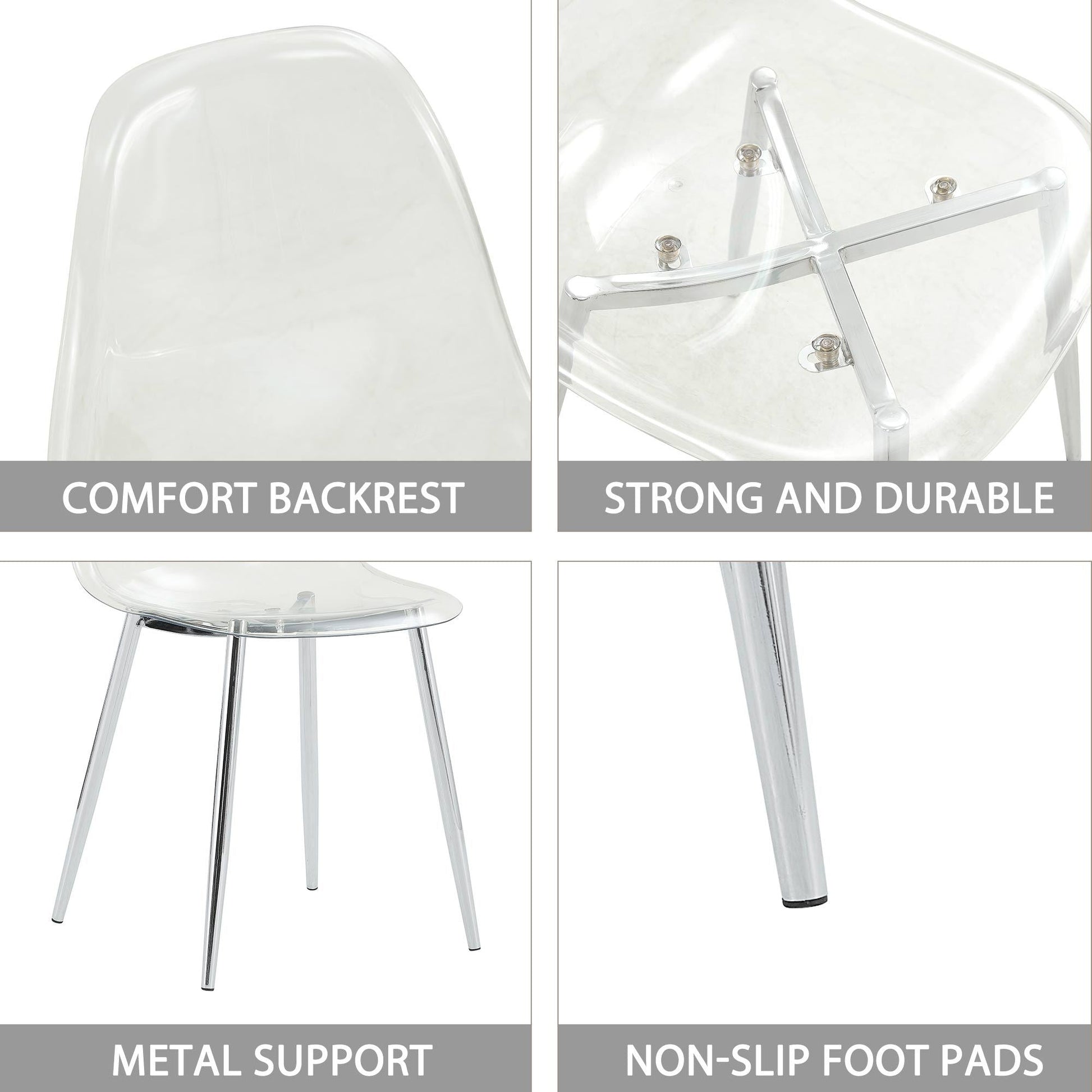 HouseOfZazla transparent dining chair with metal legs, modern minimalist design on Tampa Home & Garden Store