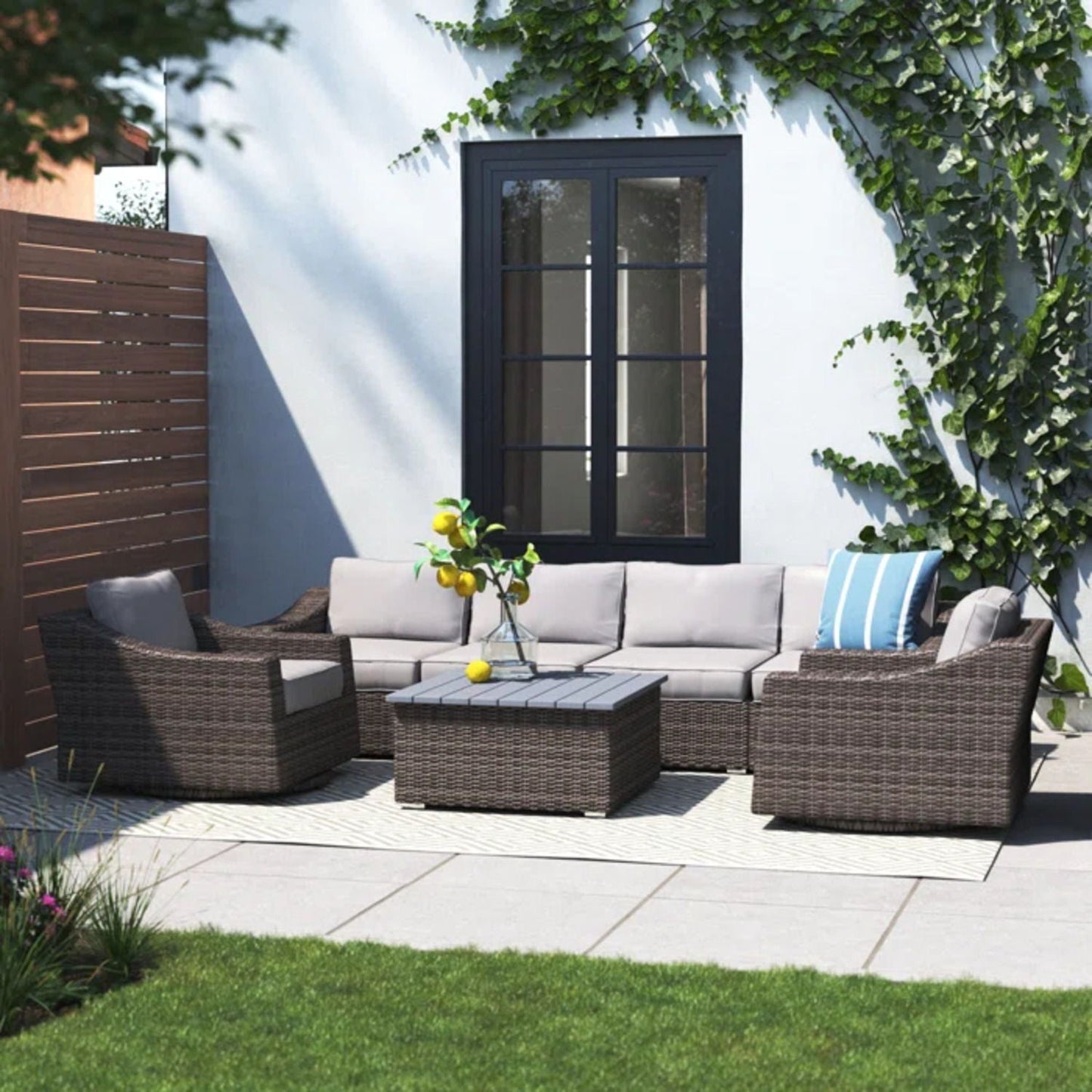 Durable Aluminum Wicker Sofa and Cushions