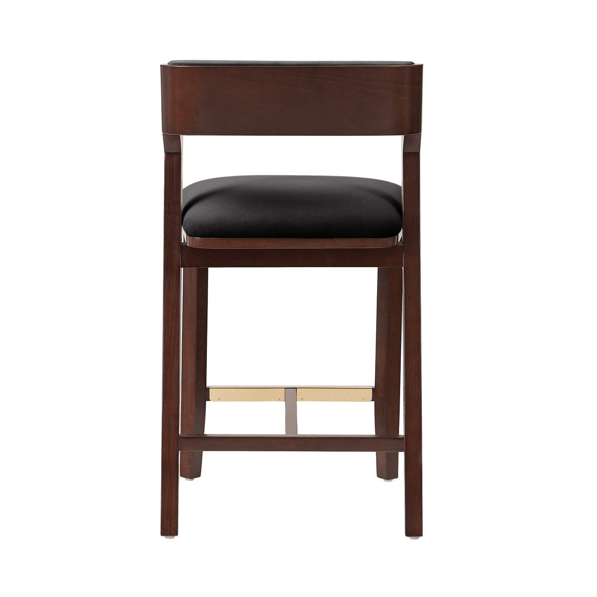 Patricia Counter Stool with dark wood and black upholstered seat on Tampa Home & Garden Store