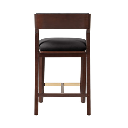 Patricia Counter Stool with dark wood and black upholstered seat on Tampa Home & Garden Store