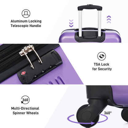 3-pc purple hardside spinner luggage set by HouseOfZazla with telescopic handle TSA lock on Tampa Home & Garden Store
