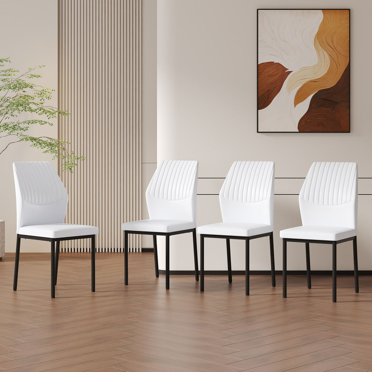 Ergonomic Simple Chair With Metal Legs, white ribbed seat and back, set of kids chairs on Tampa Home & Garden Store
