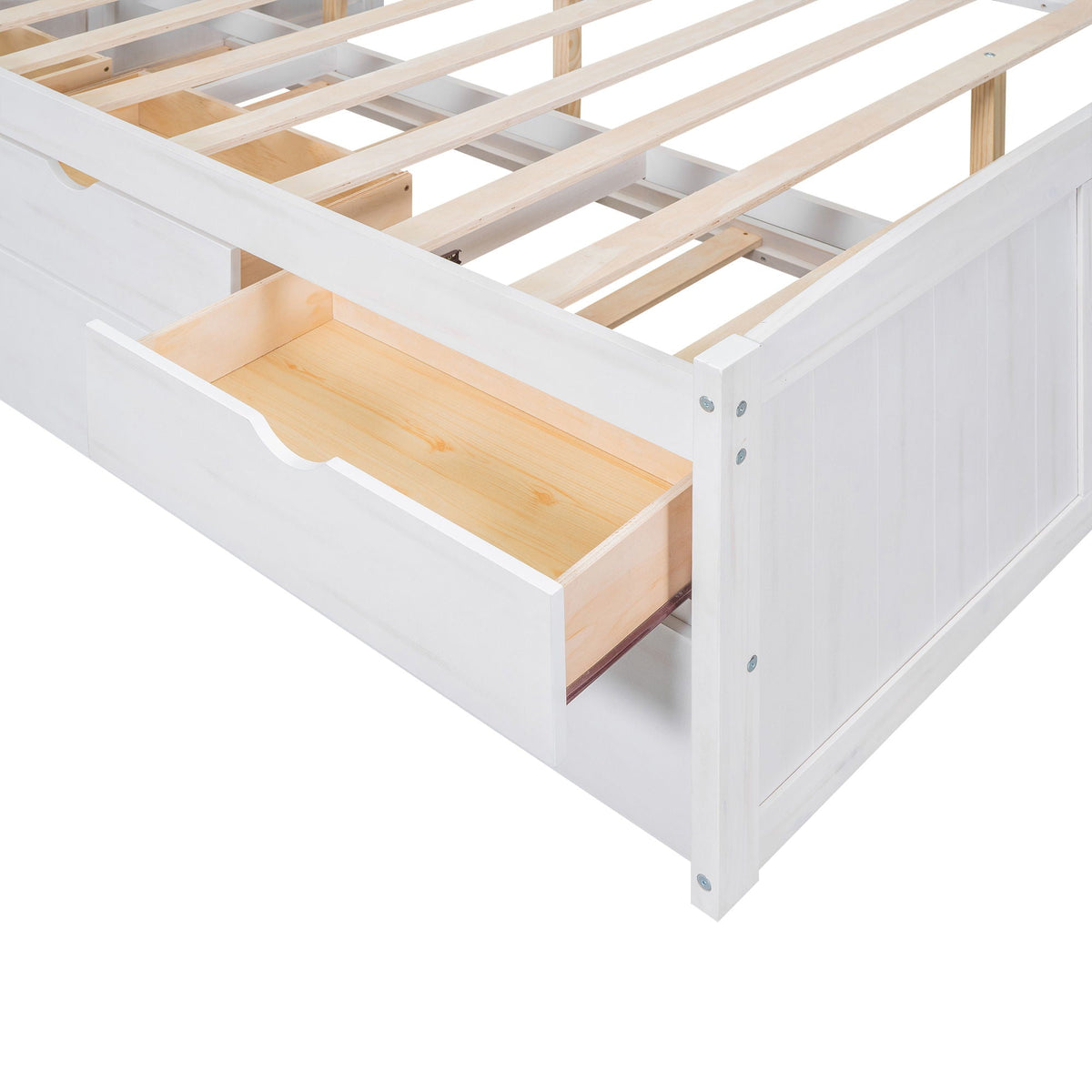 Captain Bed with built-in bookshelves, white finish, 3 drawers and trundle by HouseOfZazla on Tampa Home & Garden Store