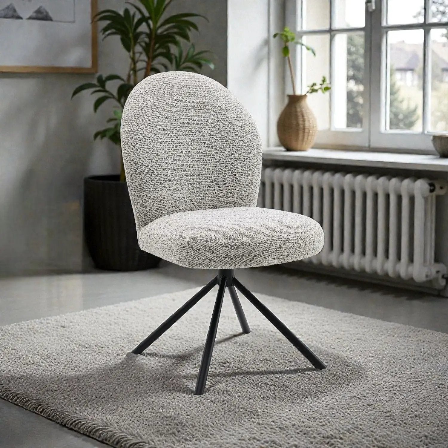 Side Chair With Swivel Set (2) gray fabric, black legs by Unique Piece Furniture on Tampa Home & Garden Store