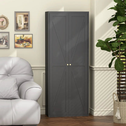 Dark gray adjustable 2-door cabinet with diagonal panel doors and gold knobs on Tampa Home & Garden Store