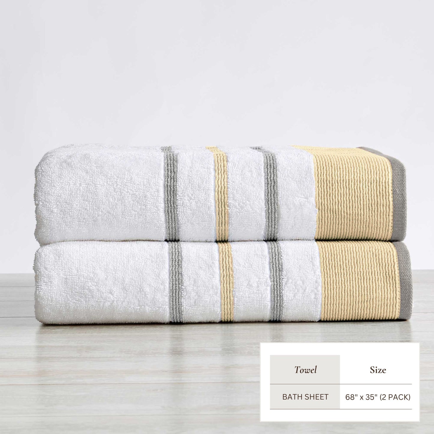 Soft Cotton Bath Towel Set and Stripe Detail