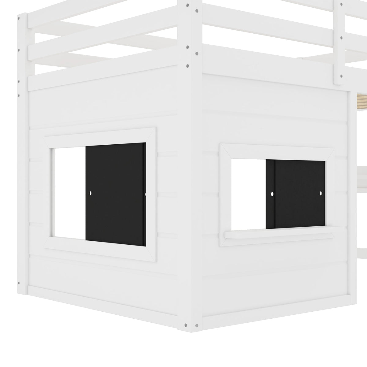 Twin size loft bed white with sliding chalkboard and bookshelf by HouseOfZazla on Tampa Home & Garden Store