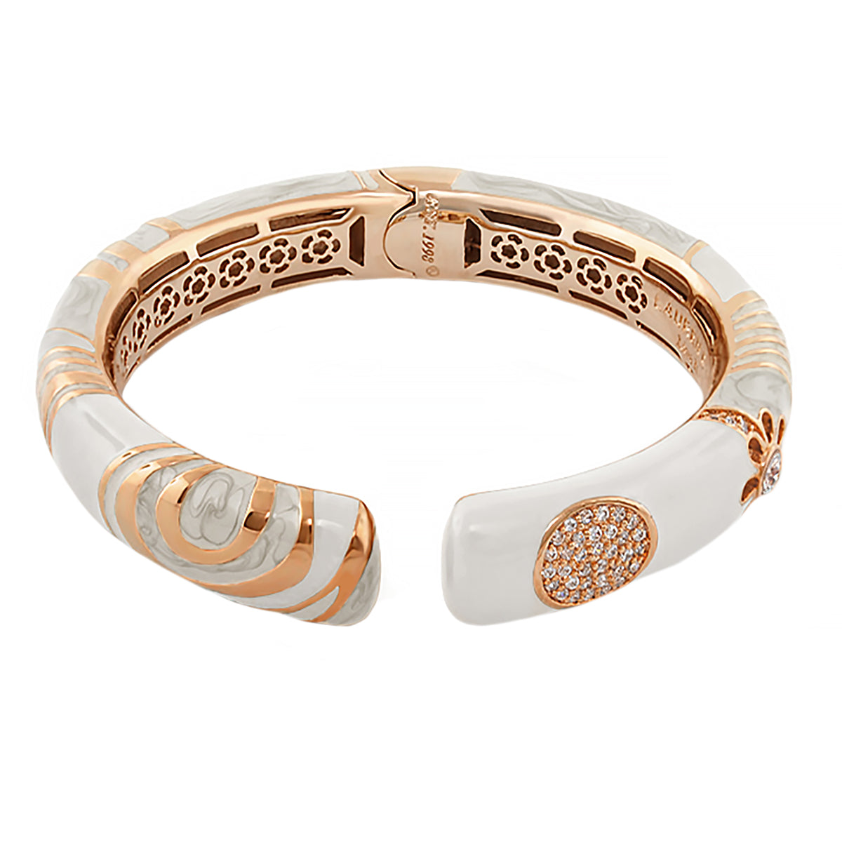 Moon Flower Bangle rose-gold and white enamel bracelet with floral motifs by Lauren G Adams on Tampa Home & Garden Store