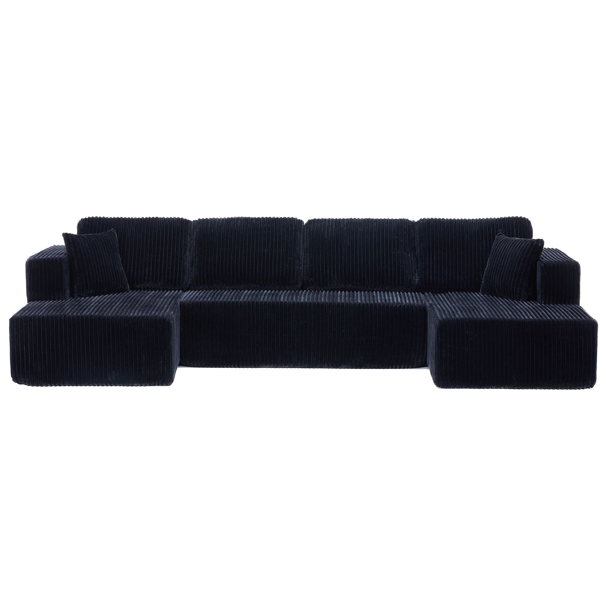 U-Shape sectional sofa in navy corduroy with modular seating by HouseOfZazla on Tampa Home & Garden Store