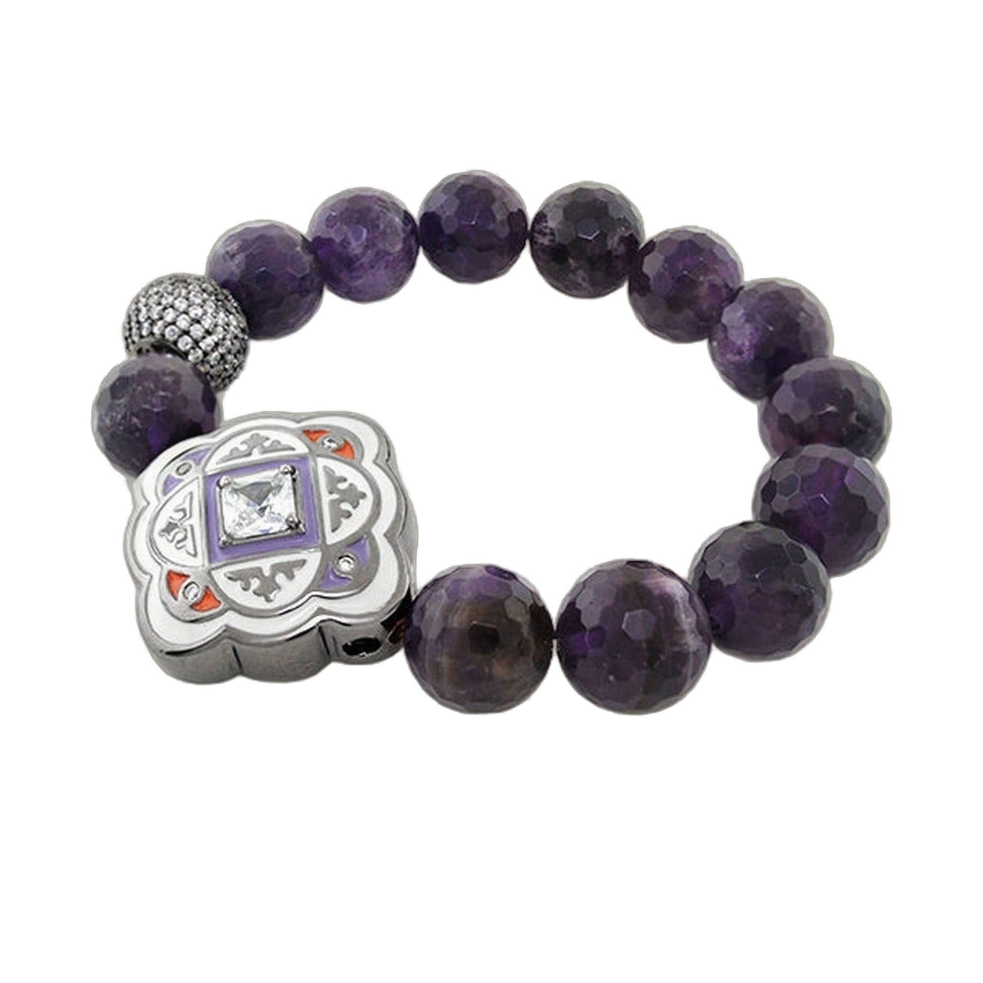 Love Rocks Bead Bracelet by Lauren G Adams with faceted amethyst beads and silver charm on Tampa Home & Garden Store