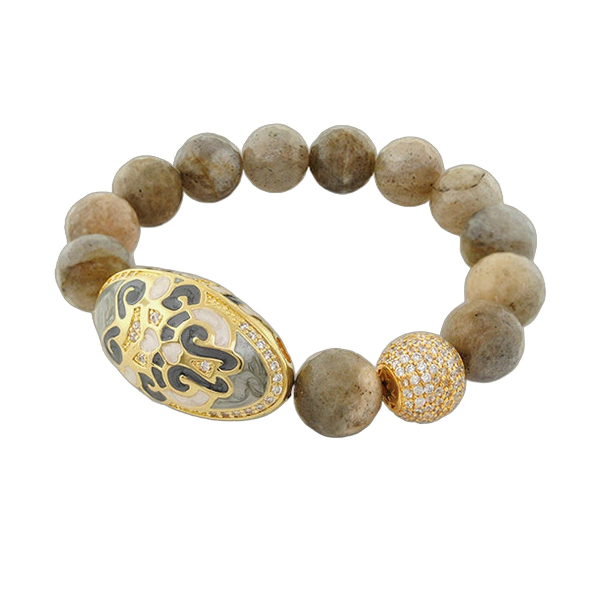 Love Rocks Bracelet bead bracelet with beige stone beads and gold decorative clasp on Tampa Home & Garden Store