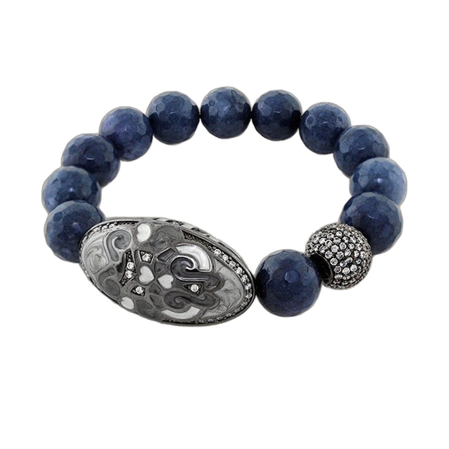 Love Rocks Bracelet with navy blue faceted beads and silver-tone charms by Lauren G Adams on Tampa Home & Garden Store