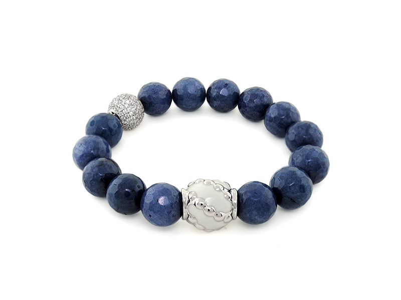 Love Rocks Bracelet by Lauren G Adams, blue lapis beads with silver pave and white accent bead on Tampa Home & Garden Store