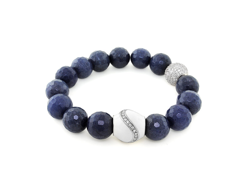 Love Rocks Bracelet by Lauren G Adams; dark blue faceted beads with white crystal centerpiece on Tampa Home & Garden Store