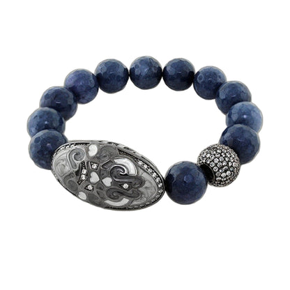Love Rocks Bracelet by Lauren G Adams, blue faceted beads with silver-tone accents on Tampa Home & Garden Store