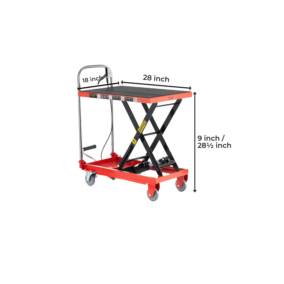 Hydraulic lift table cart red/black with non-slip pads and wheels by HouseOfZazla on Tampa Home & Garden Store
