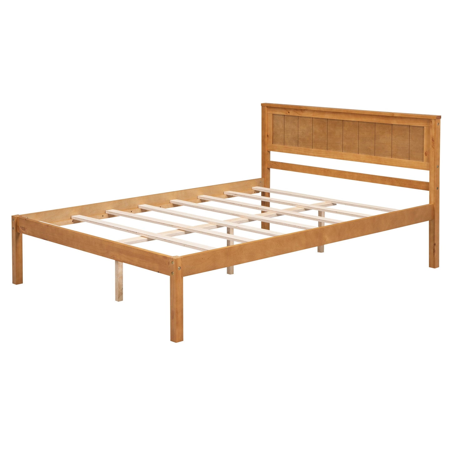 Strong Espresso Wood Platform Bed and Headboard