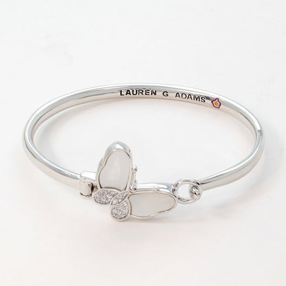Mariposa Bangle silver bracelet with butterfly charm and crystal pavé wings by Lauren G Adams on Tampa Home & Garden Store