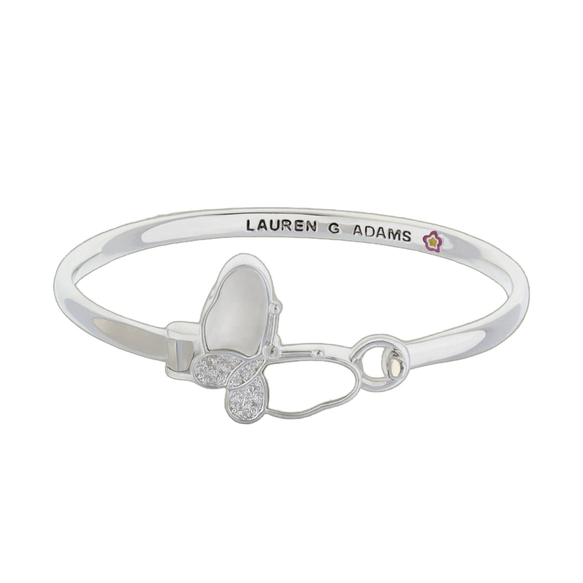 Mariposa Bangle bracelet by Lauren G Adams with clear band and crystal butterfly charm on Tampa Home & Garden Store