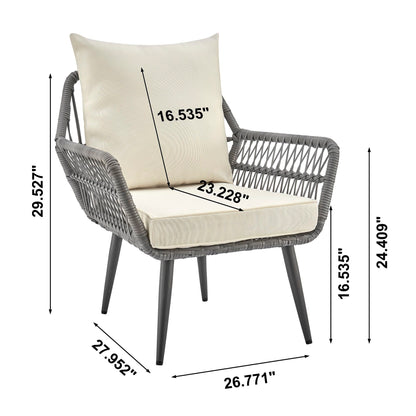 Modern Three Piece Outdoor Patio Conversation Set