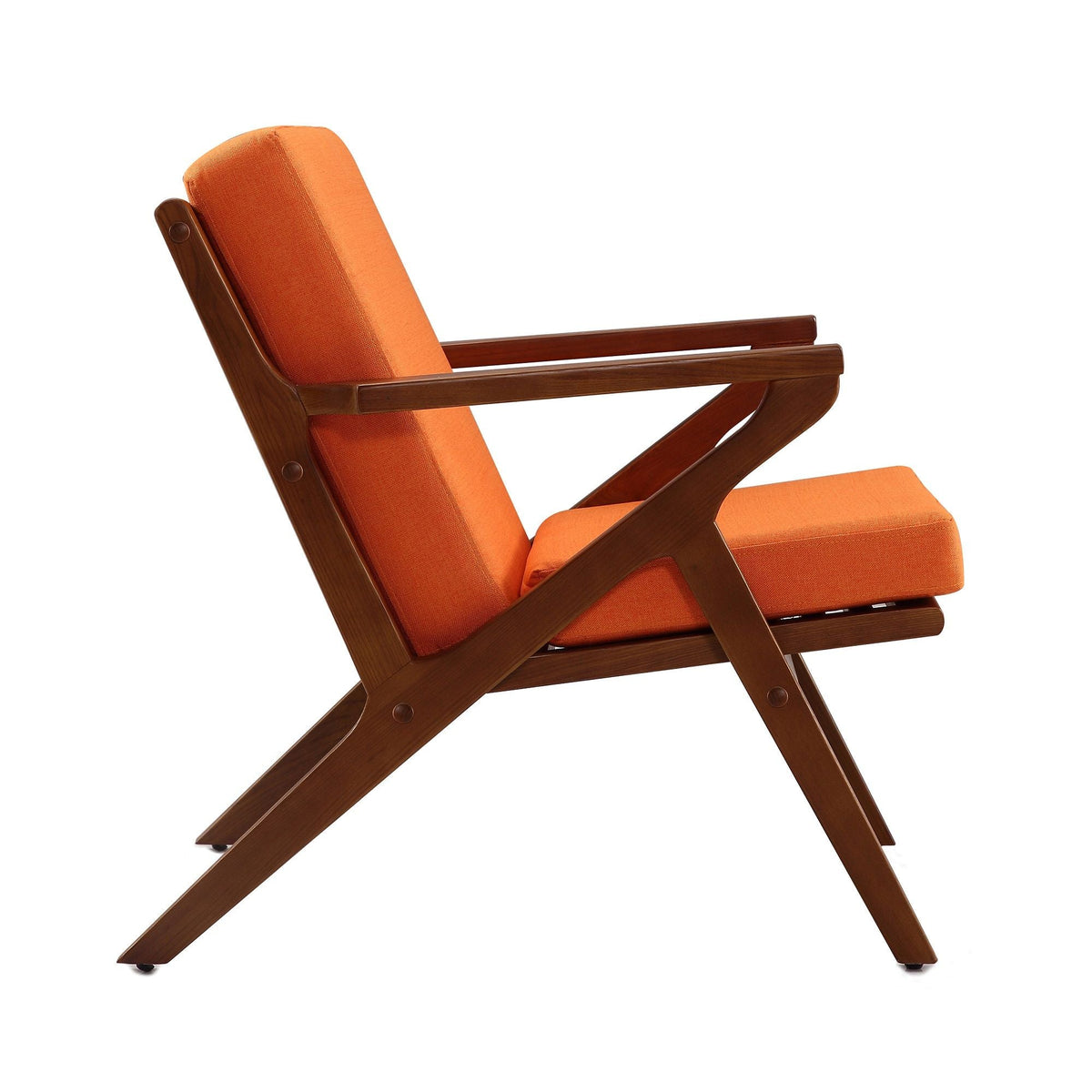 Martelle Accent Armchair orange fabric upholstery with walnut wood frame by HouseOfZazla on Tampa Home & Garden Store