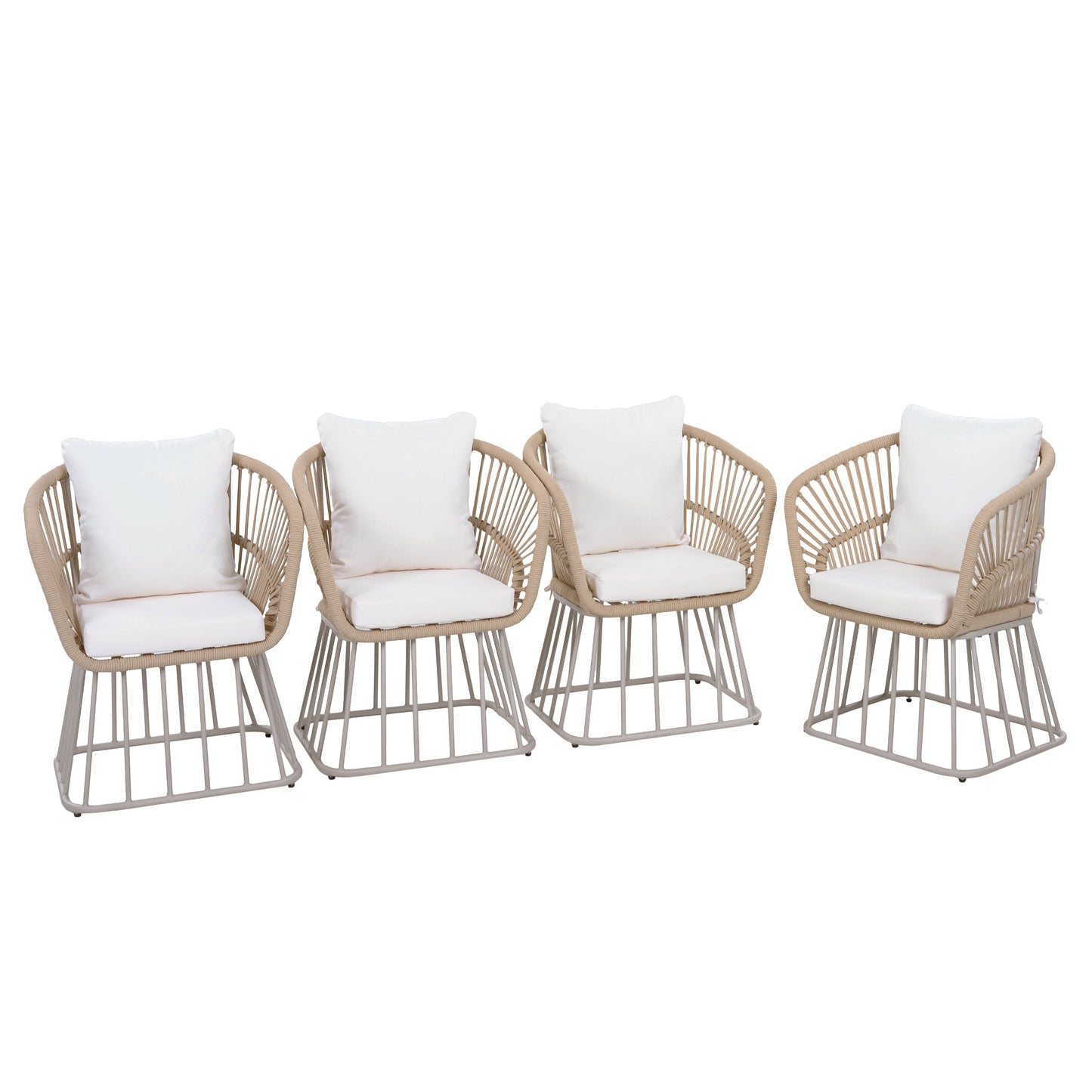 Teak Wicker Outdoor Dining Chair and Steel Frame