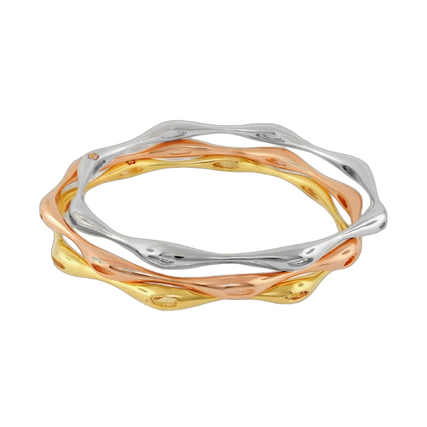 Socialite Stackable Bangle Lauren G Adams: tri-tone silver, rose gold & yellow gold bangles on Tampa Home & Garden Store