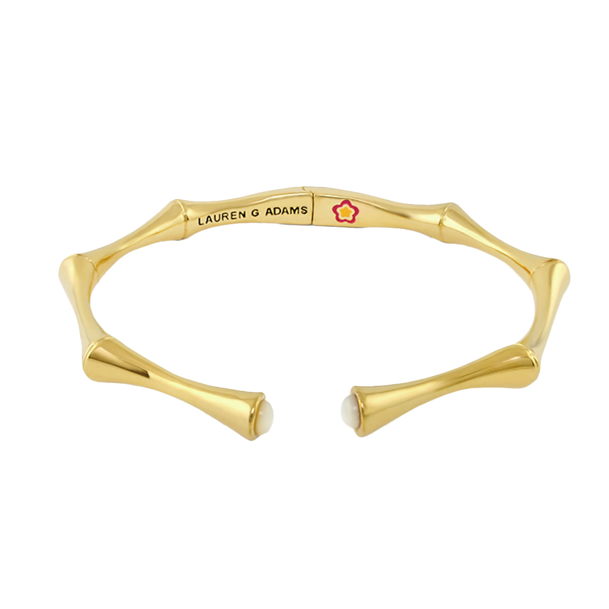 Socialite Bamboo Open Cuff gold-tone hinged bracelet by Lauren G Adams with white ends on Tampa Home & Garden Store