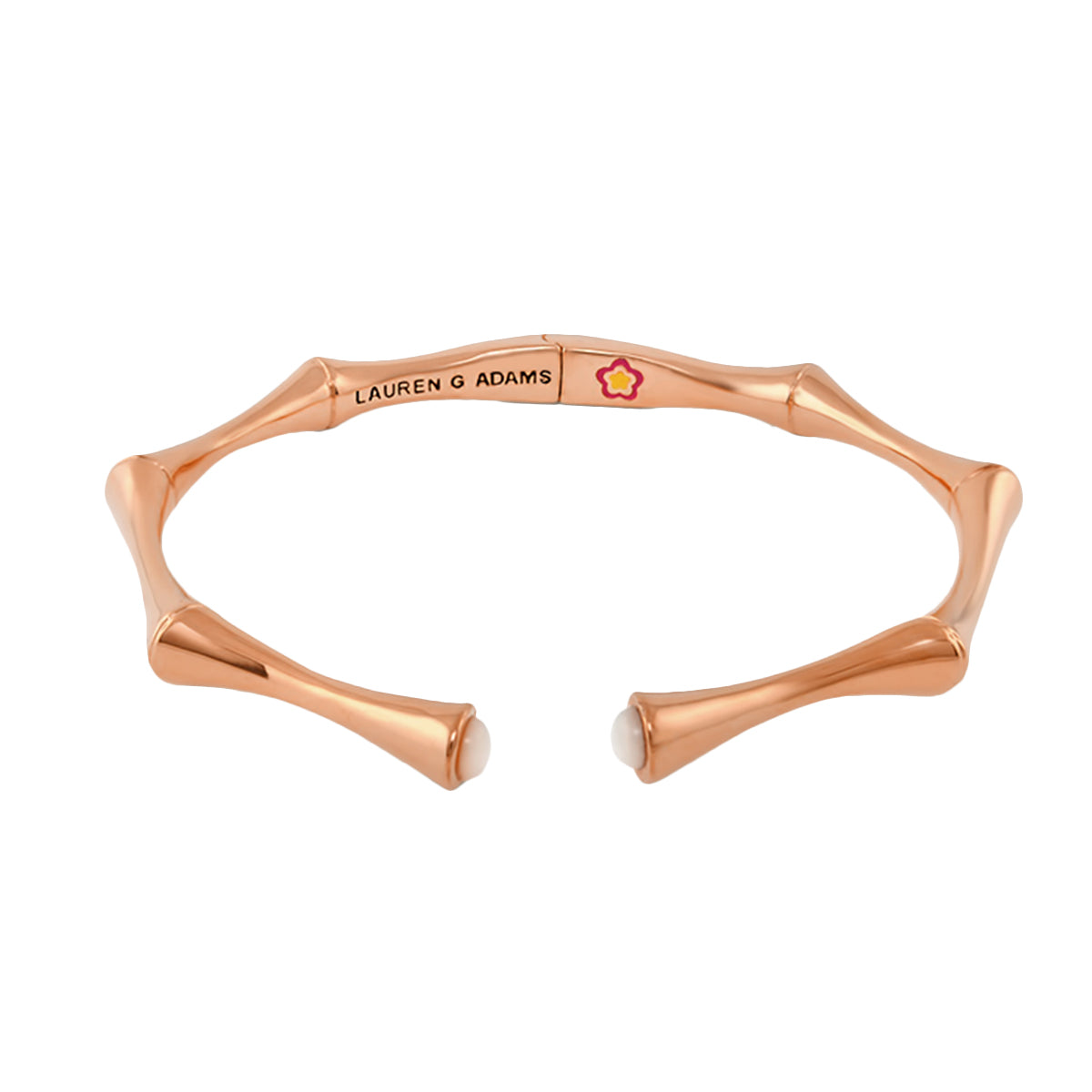 Socialite Stackable Bangle - Bamboo Open Cuff in rose gold with bead tips by Lauren G Adams on Tampa Home & Garden Store