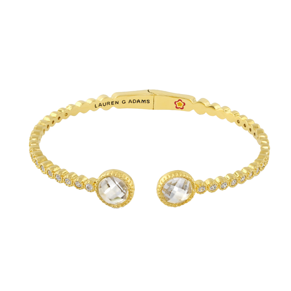 Socialite Stackable Bangle Beaded Crystal Tip Cuff, gold-tone hinged bracelet by Lauren G Adams on Tampa Home & Garden Store