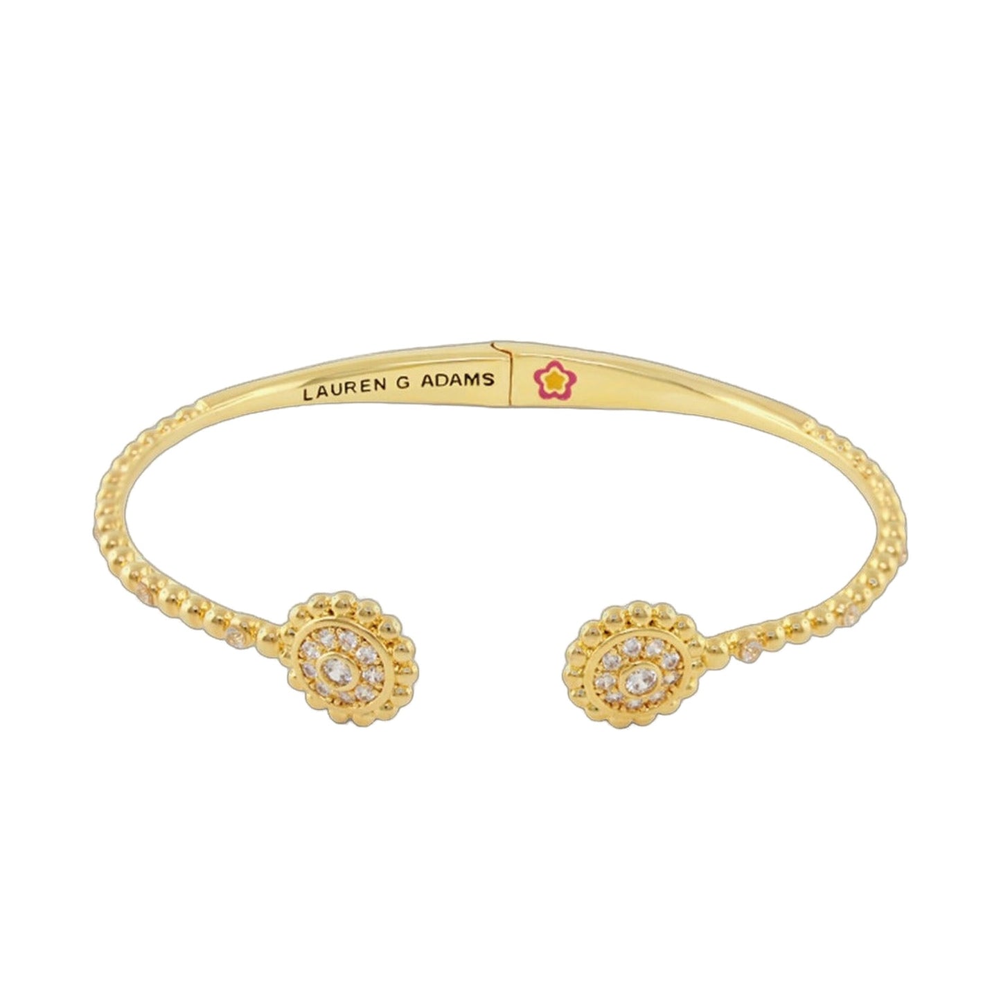 Socialite Stackable Bangle Pavé Rosette Cuff hinged gold bracelet 3-piece by Lauren G Adams on Tampa Home & Garden Store