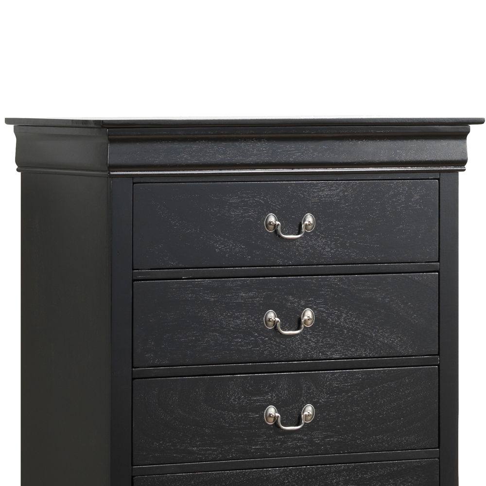 Traditional storage chest with 3 drawers, black finish, metal cup pulls, accent chest on Tampa Home & Garden Store