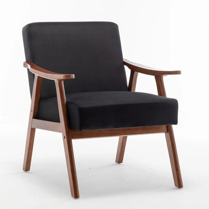 Mid Century Modern accent chair with solid wood frame, backrest, black upholstery on Tampa Home & Garden Store