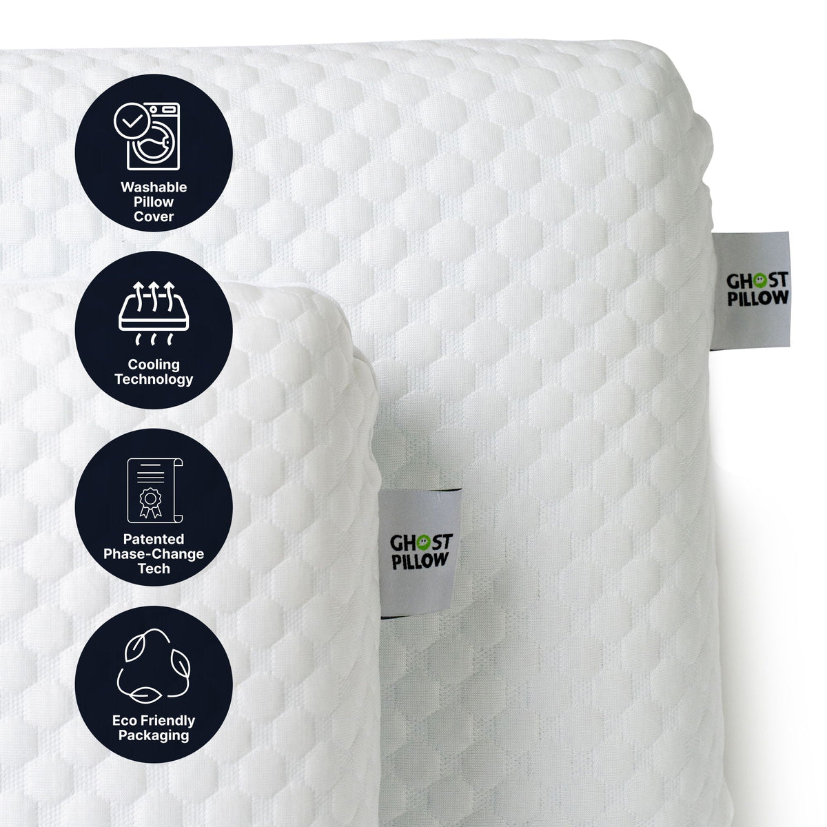 White Gel Memory Foam Cooling Bed Pillow with Phase Change Technology, washable cover on Tampa Home & Garden Store