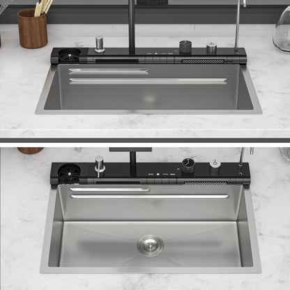 Single Bowl Kitchen Sink And The Smart Led Faucet