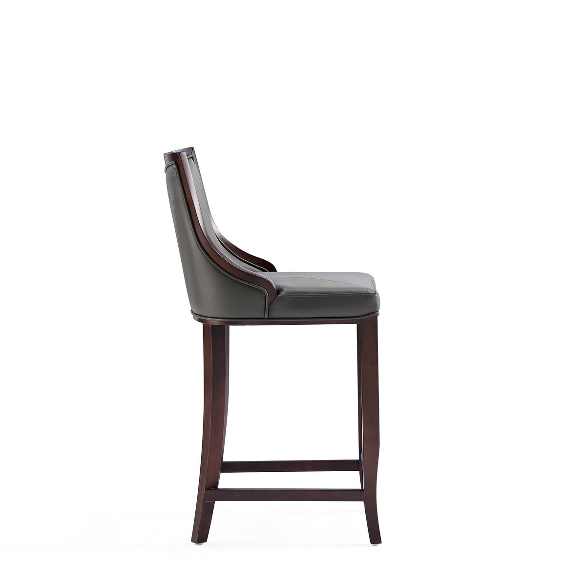 Emperor Bar Height Barstool with Backrest in gray upholstery, solid wood frame by HouseOfZazla on Tampa Home & Garden Store