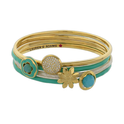 Floral Days Bangle Set, Lauren G Adams gold-tone turquoise enamel bangles on Tampa Home & Garden Store