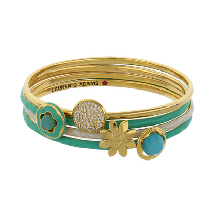 Floral Days Bangle Set gold-tone bracelets with green enamel by Lauren G Adams on Tampa Home & Garden Store