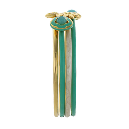 Floral Days Bangle Set by Lauren G Adams; gold-tone bangles with turquoise enamel and cabochons on Tampa Home & Garden Store